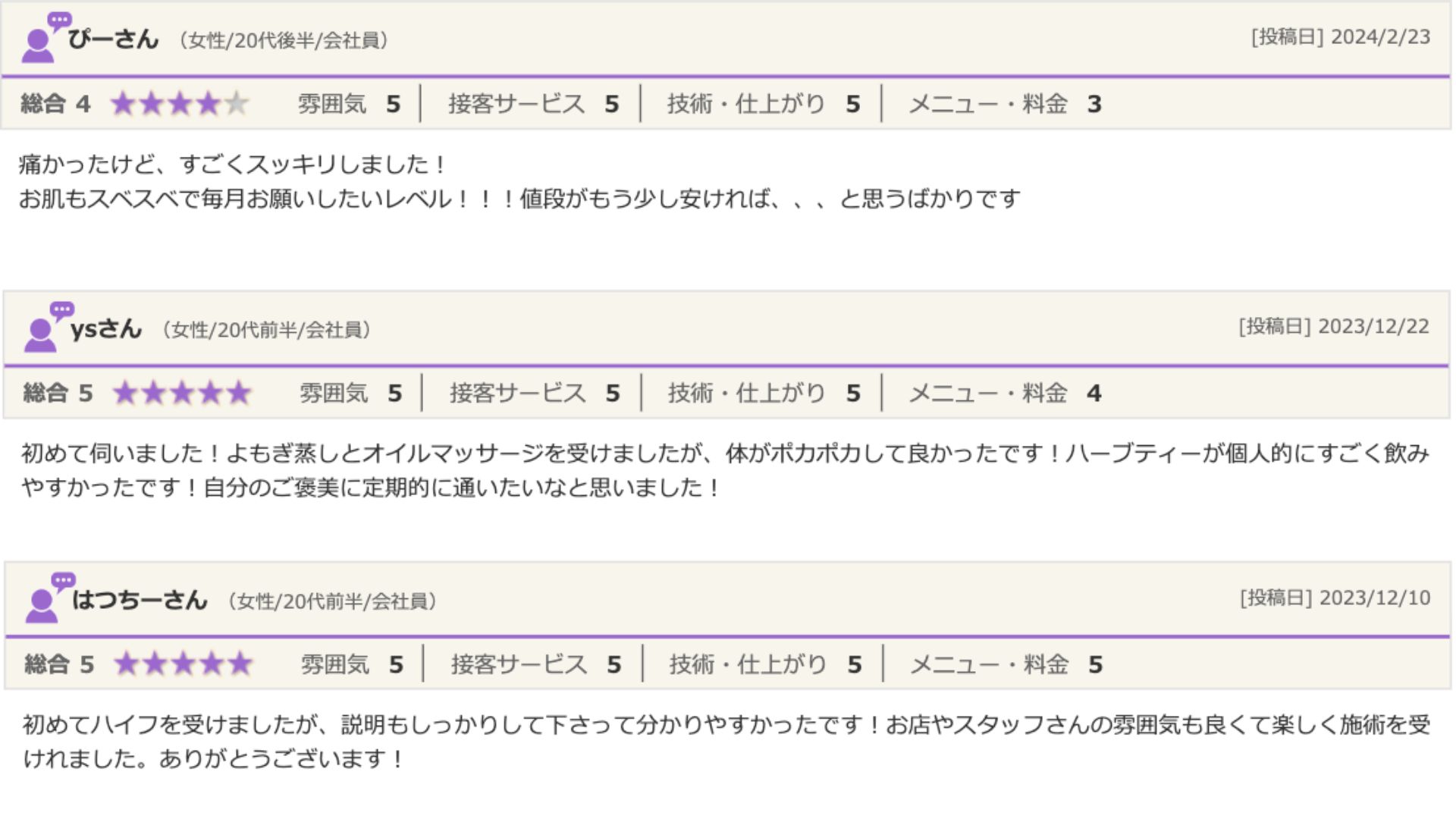ホットペッパーの口コミ